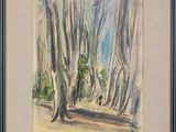 une image représentant une aquarelle d'un bateau dans les bois