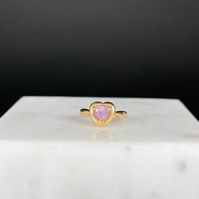 Bague en or jaune 585/1000 (14K) formant coeur sertie d'une …