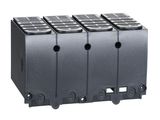 a close up of a group of four circuit breakers sitting on top of each other