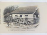 a picture of a black and white photo of a house