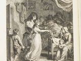 un vieux livre avec la photo d'une femme dans un lit