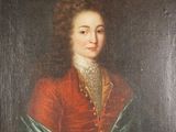 portrait d'un homme vêtu d'un manteau rouge et d'un châle vert