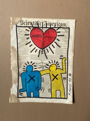 Keith HARING (1958-1990) Dessin de techniques mixtes sur une…