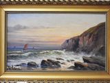 a picture of a painting of a sailboat in the ocean