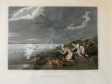 a picture of a painting of a group of people on the shore