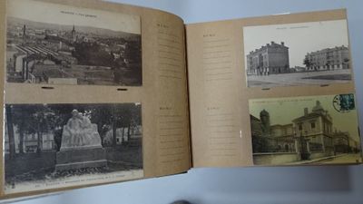 an open book with pictures of buildings and buildings on it