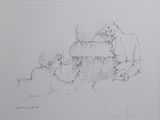 pencil drawing of a mother and child in a crib with a teddy bear