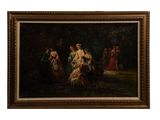 un tableau représentant un groupe de femmes dans un décor boisé