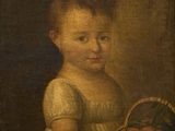 un tableau représentant une jeune fille tenant un panier de fruits