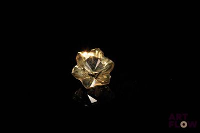 a close up of a gold ring with a flower on it