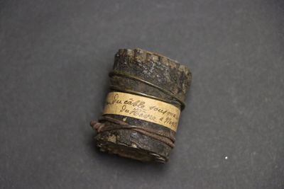 a small piece of wood that has a label on it