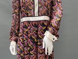 a mannequin wearing a dress with a colorful pattern on it