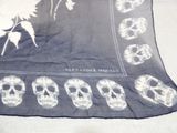 a black and white picture of a scarf with skulls on it