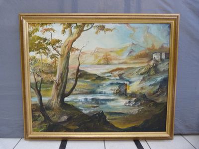 CHAMONARD Marcelle (1898-1997) "Paysage lacustre", huile sur…