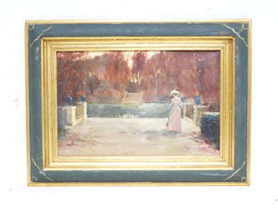 École du début du XXe siècle. Elégante au parc. - Photo 1