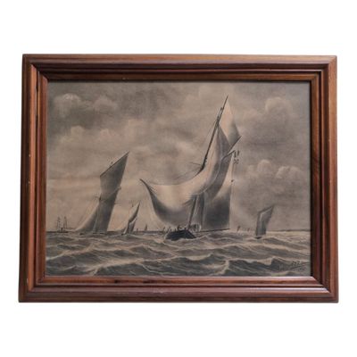 A. CHAUVET (XIX-XXème) La régate, 1895. Dessin signé et daté…