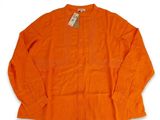 a close up of an orange shirt on a white background