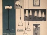 an advertisement for a lamp that is on display in a room