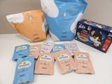a bag of cat food and a bag of catnip
