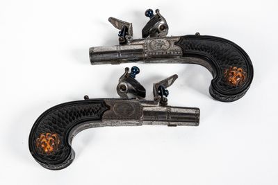 # Paire de pistolets à coffre de voyage, à silex, modèle de … - Photo 1