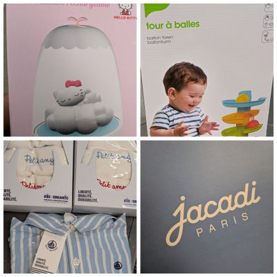 many pictures of a baby in a box with its name on it