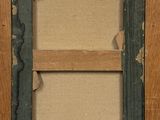 an old picture frame with peeling paint on the inside of it