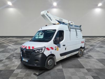 a white truck with a crane on top of it