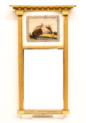 Petit trumeau de forme rectangulaire en bois et stuc doré, e…