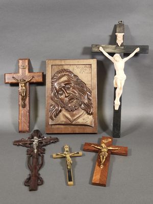 a picture of a crucifix, a picture of jesus and a picture of jesus on a cross