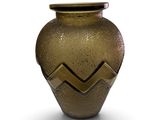 a gold vase with a zigzag design on it