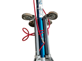 an image of a blue and white rocket on a white background