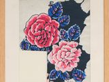 an image of a picture of a painting of flowers on a wall