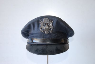 a hat on a stand with a us seal on it