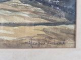 a picture of a painting of a mountain with a sky background