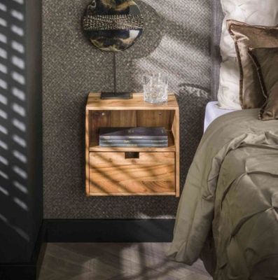 Lot de 2 chevets suspendus 1 tiroir , en acacia naturel, 30x…