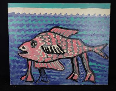 un tableau représentant un poisson accroché au mur
