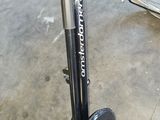a close up of a bicycle that is parked in a garage