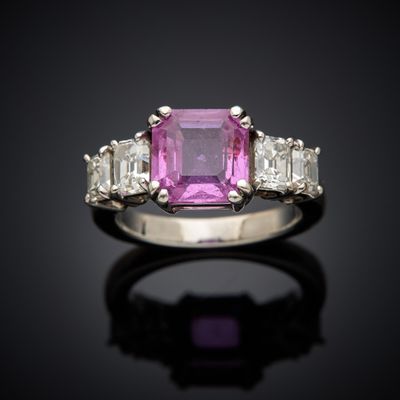 a pink tourmaline and diamond ring