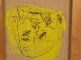 a picture of a picture of a woman on a yellow piece of paper