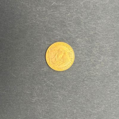 gros plan d'une pièce d'or sur une surface noire