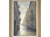 une image représentant un tableau où l'on voit une personne marchant dans la rue sous la pluie