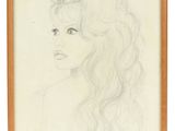 un dessin représentant le visage d'une femme aux cheveux longs