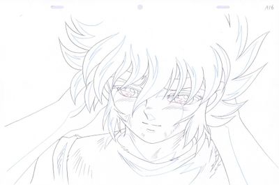 drawing of a man with long hair wearing a white shirt