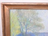 a picture of a painting of a tree in a field