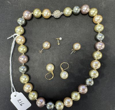 un ensemble composé d'un collier et de boucles d'oreilles avec des perles multicolores