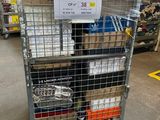 a cart with a lot of items on it in a warehouse