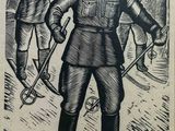une image représentant un dessin en noir et blanc d'un homme à skis