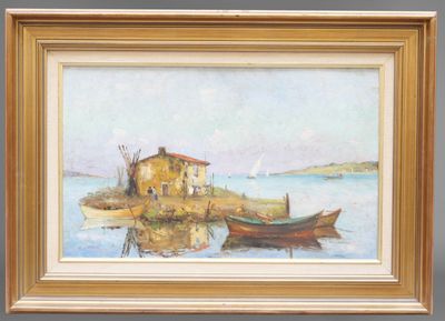 an image of a painting of a boat in a body of water