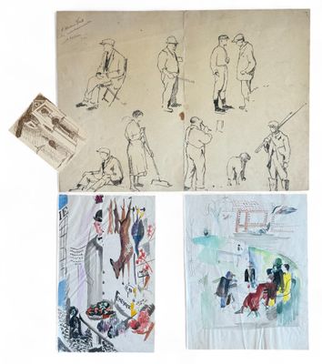 Ecole de Paris, vers 1930 (Attribué à). Personnages attabllés dans un  - Photo 1