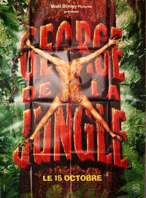 a movie poster for the jungle starring a naked woman on a tree